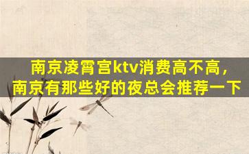 南京凌霄宫ktv消费高不高，南京有那些好的夜总会推荐一下